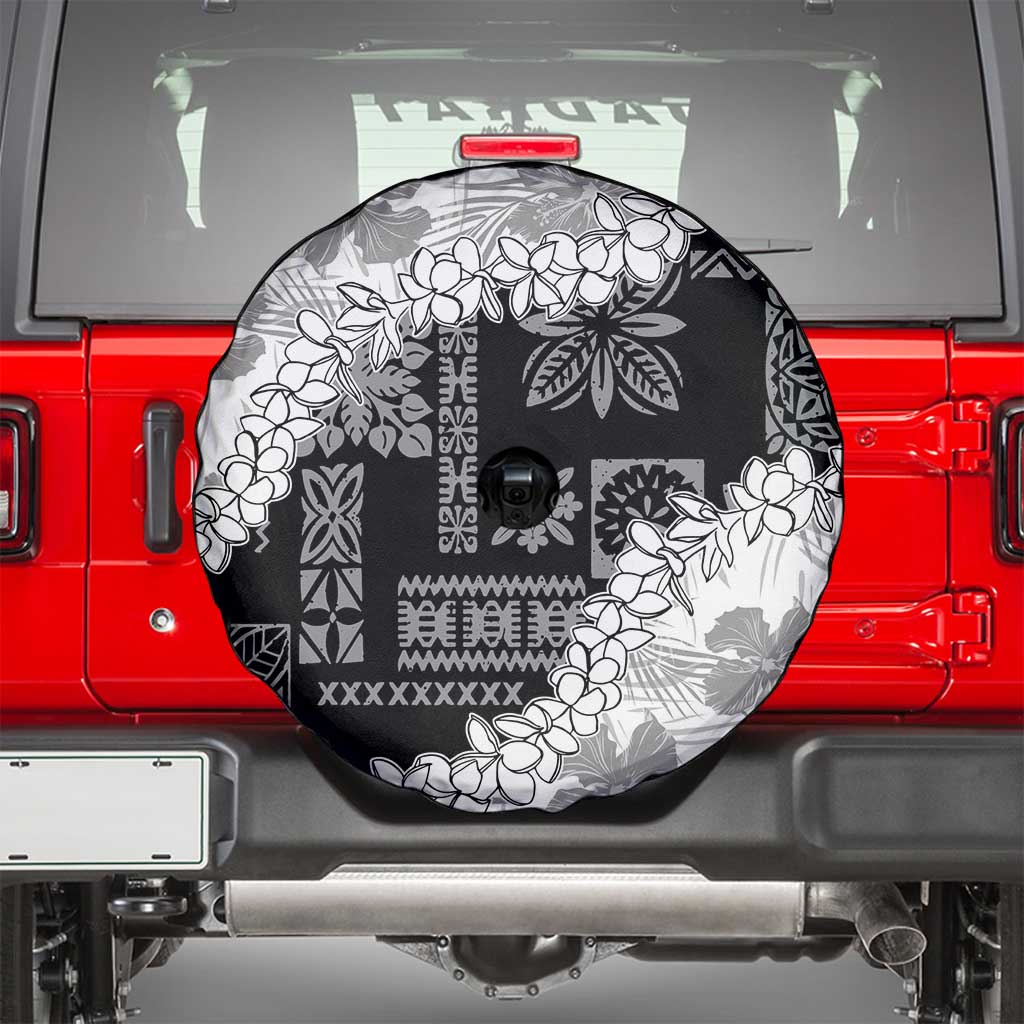 Hawaii Aloha Spare Tire Cover White Quilt Patch Work Mix Plumeria Lei LT7 - Polynesian Pride