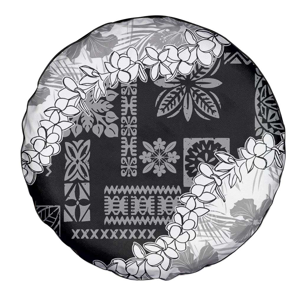 Hawaii Aloha Spare Tire Cover White Quilt Patch Work Mix Plumeria Lei LT7 - Polynesian Pride