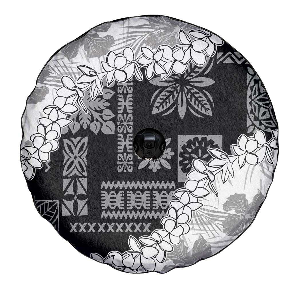 Hawaii Aloha Spare Tire Cover White Quilt Patch Work Mix Plumeria Lei LT7 - Polynesian Pride