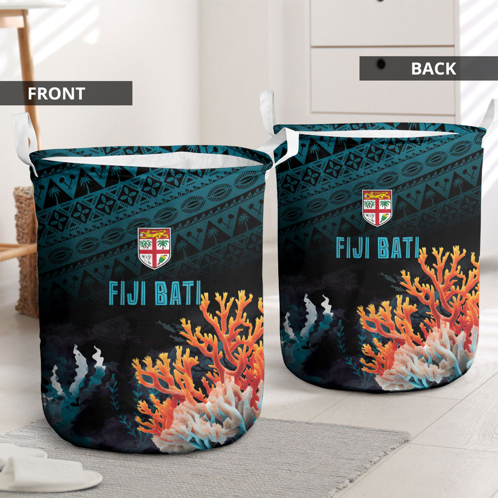 Fiji Bati Rugby Viti Masi Laundry Basket Coral Motifs
