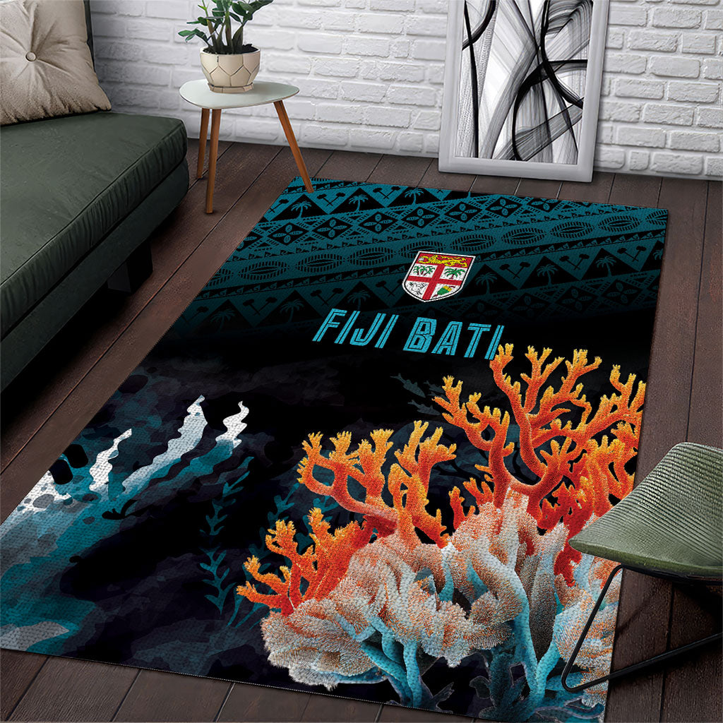 Fiji Bati Rugby Viti Masi Area Rug Coral Motifs