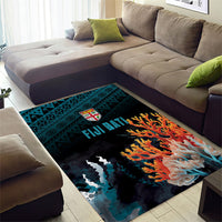 Fiji Bati Rugby Viti Masi Area Rug Coral Motifs