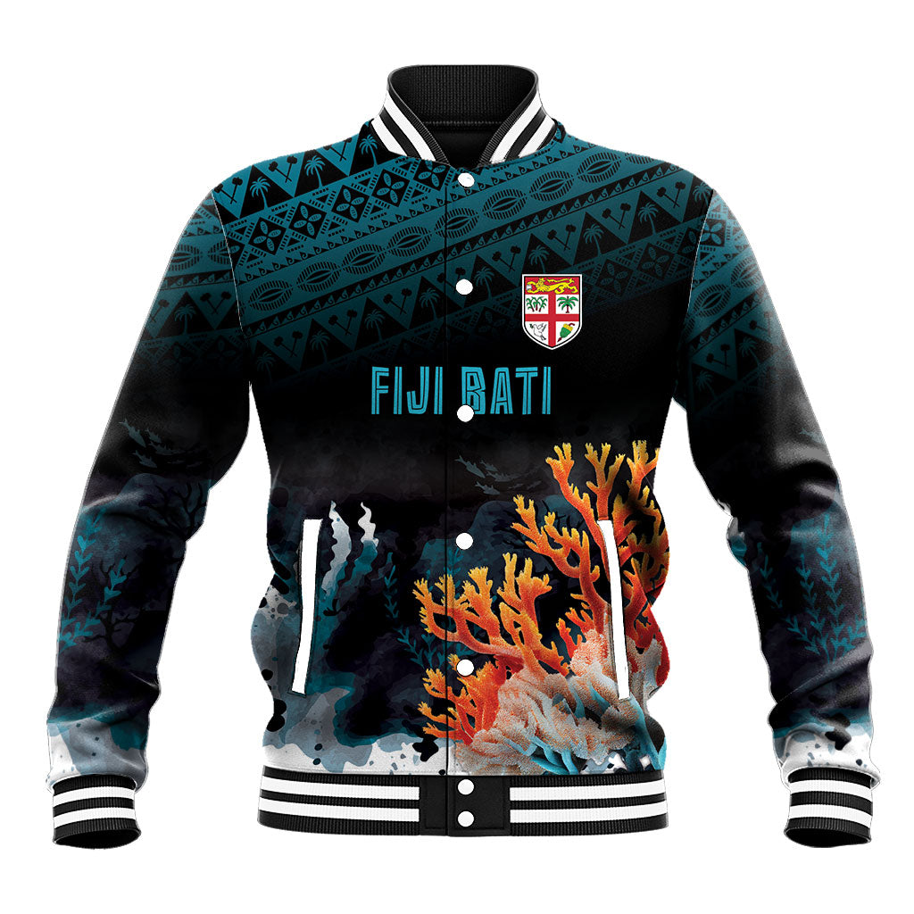 Fiji Bati Rugby Custom Viti Masi Baseball Jacket Coral Motifs