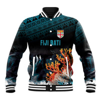 Fiji Bati Rugby Custom Viti Masi Baseball Jacket Coral Motifs