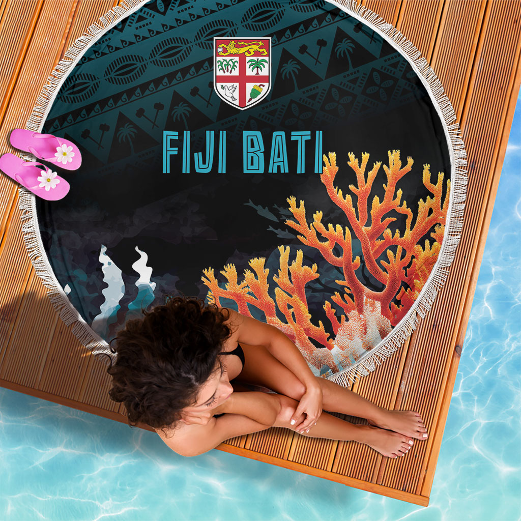 Fiji Bati Rugby Viti Masi Beach Blanket Coral Motifs