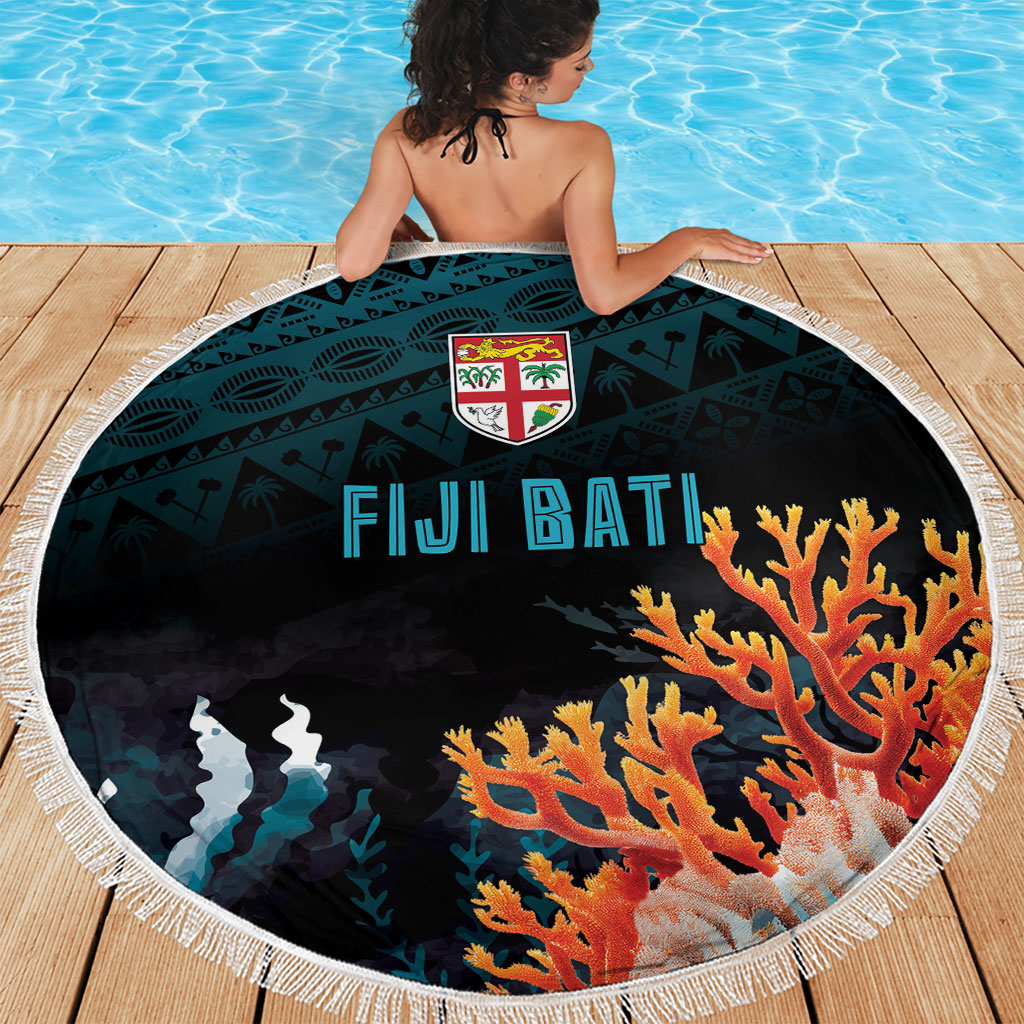 Fiji Bati Rugby Viti Masi Beach Blanket Coral Motifs