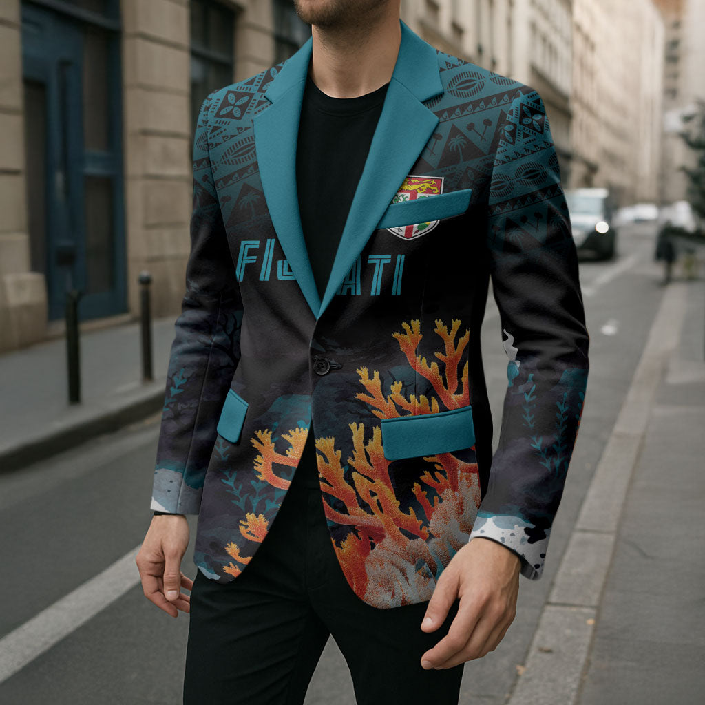 Fiji Bati Rugby Custom Viti Masi Blazer Coral Motifs
