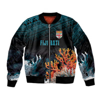 Fiji Bati Rugby Custom Viti Masi Bomber Jacket Coral Motifs
