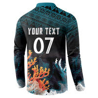 Fiji Bati Rugby Custom Viti Masi Button Sweatshirt Coral Motifs