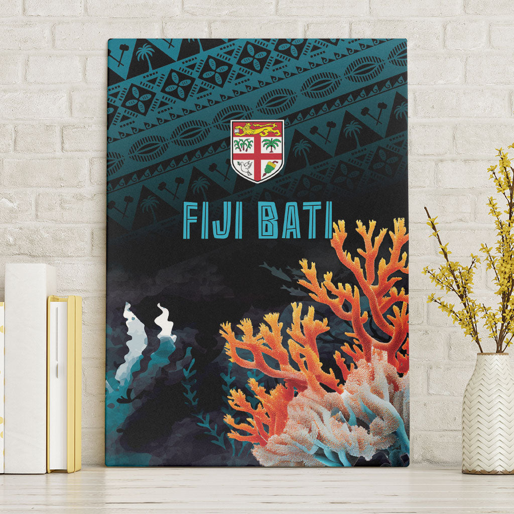 Fiji Bati Rugby Viti Masi Canvas Wall Art Coral Motifs
