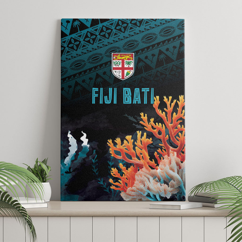 Fiji Bati Rugby Viti Masi Canvas Wall Art Coral Motifs
