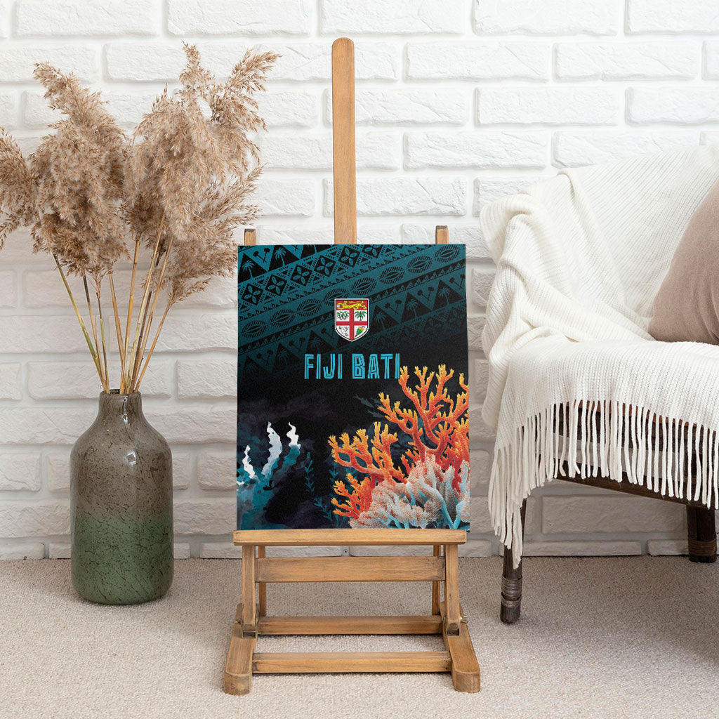 Fiji Bati Rugby Viti Masi Canvas Wall Art Coral Motifs