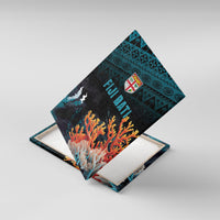 Fiji Bati Rugby Viti Masi Canvas Wall Art Coral Motifs