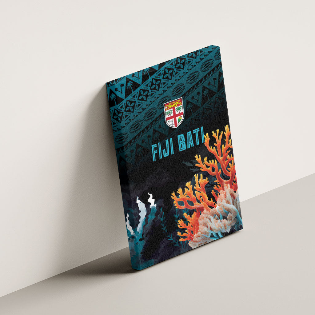 Fiji Bati Rugby Viti Masi Canvas Wall Art Coral Motifs
