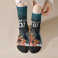 Fiji Bati Rugby Custom Viti Masi Crew Socks Coral Motifs