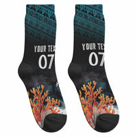 Fiji Bati Rugby Custom Viti Masi Crew Socks Coral Motifs