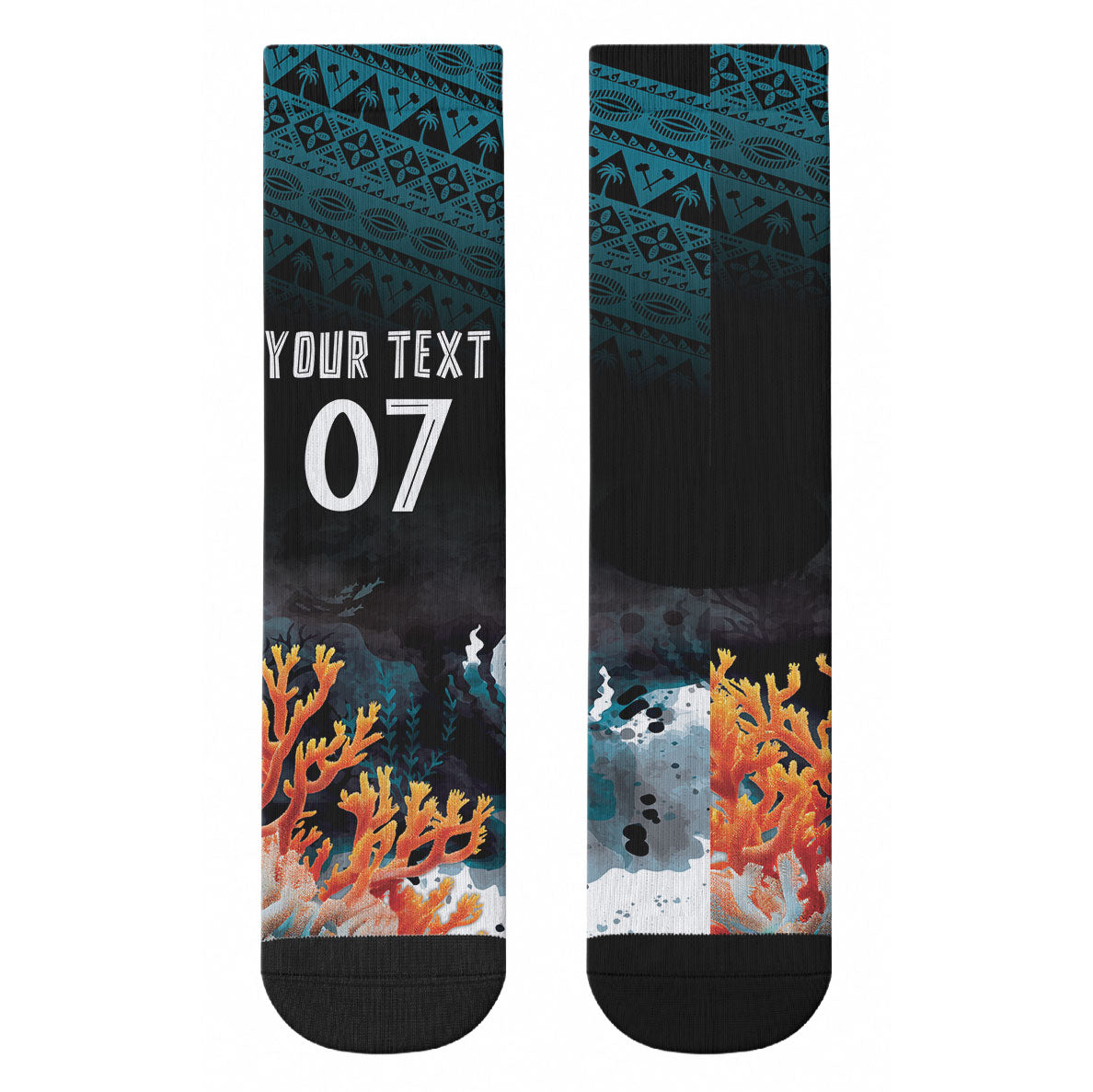 Fiji Bati Rugby Custom Viti Masi Crew Socks Coral Motifs