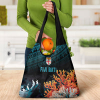 Fiji Bati Rugby Viti Masi Grocery Bag Coral Motifs