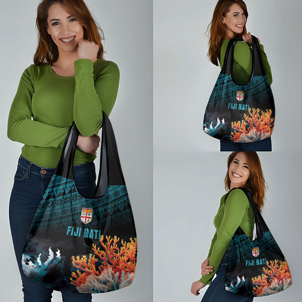 Fiji Bati Rugby Viti Masi Grocery Bag Coral Motifs