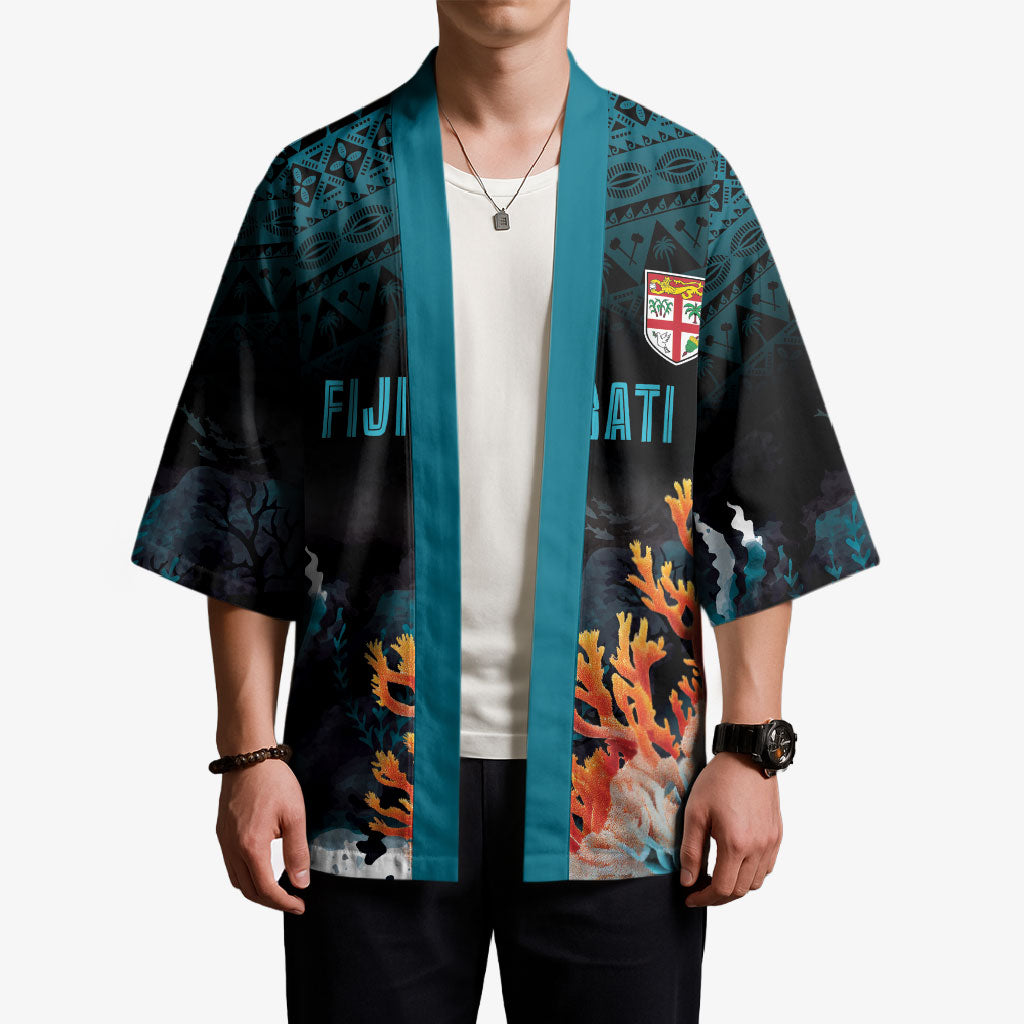 Fiji Bati Rugby Custom Viti Masi Kimono Coral Motifs