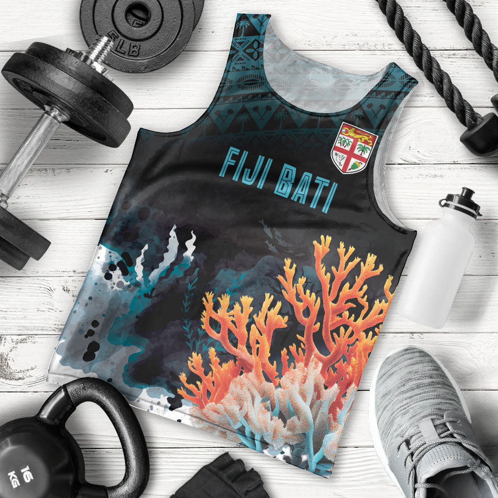 Fiji Bati Rugby Custom Viti Masi Men Tank Top Coral Motifs LT7 - Polynesian Pride
