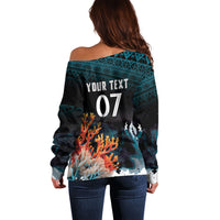Fiji Bati Rugby Custom Viti Masi Off Shoulder Sweater Coral Motifs