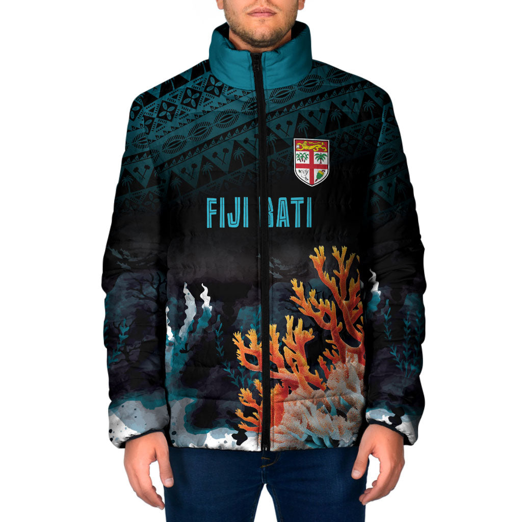 Fiji Bati Rugby Custom Viti Masi Padded Jacket Coral Motifs
