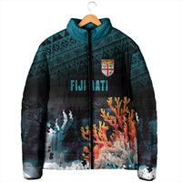 Fiji Bati Rugby Custom Viti Masi Padded Jacket Coral Motifs
