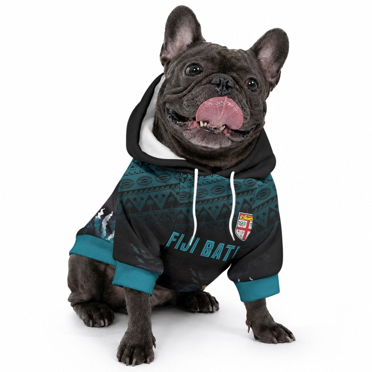 Fiji Bati Rugby Custom Viti Masi Pet Hoodie Coral Motifs LT7 - Polynesian Pride