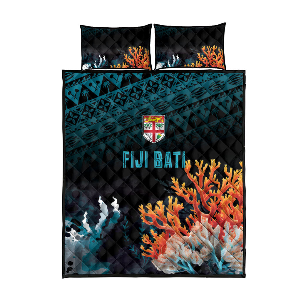Fiji Bati Rugby Viti Masi Quilt Bed Set Coral Motifs