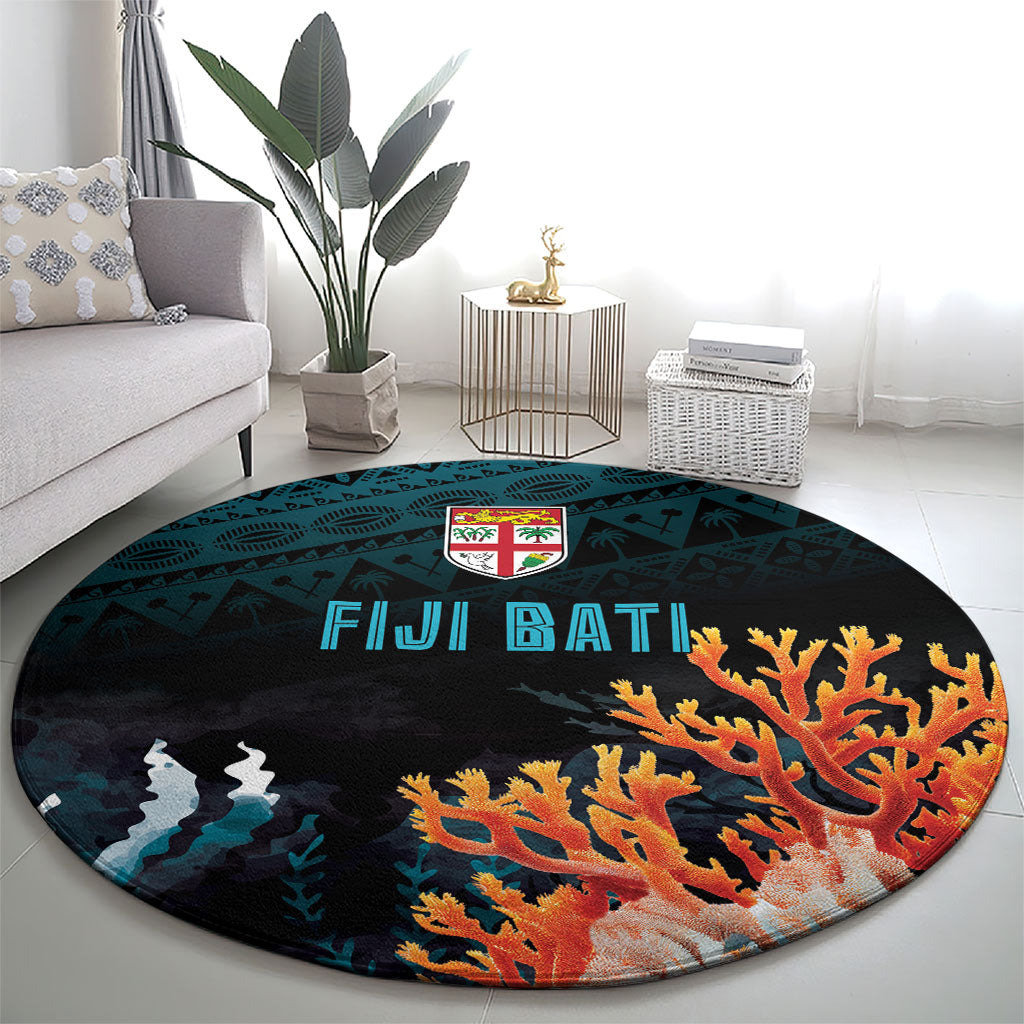 Fiji Bati Rugby Viti Masi Round Carpet Coral Motifs