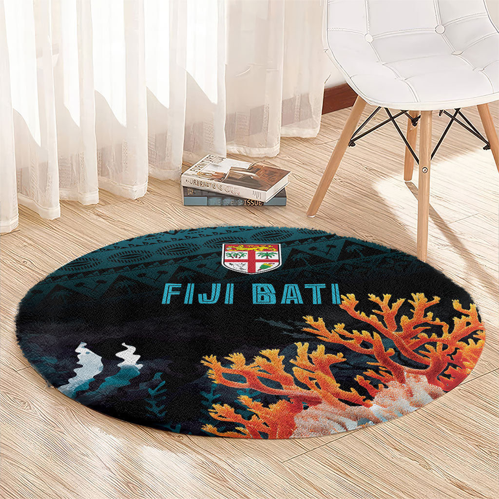 Fiji Bati Rugby Viti Masi Round Carpet Coral Motifs