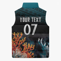Fiji Bati Rugby Custom Viti Masi Sleeveless Puffer Jacket Coral Motifs