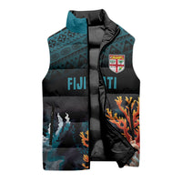 Fiji Bati Rugby Custom Viti Masi Sleeveless Puffer Jacket Coral Motifs