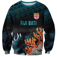 Fiji Bati Rugby Custom Viti Masi Sweatshirt Coral Motifs