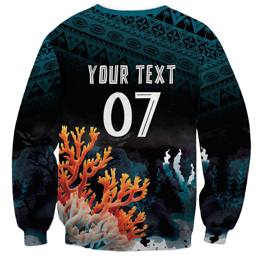 Fiji Bati Rugby Custom Viti Masi Sweatshirt Coral Motifs