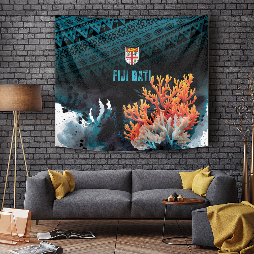 Fiji Bati Rugby Viti Masi Tapestry Coral Motifs
