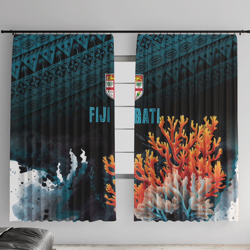 Fiji Bati Rugby Viti Masi Window Curtain Coral Motifs