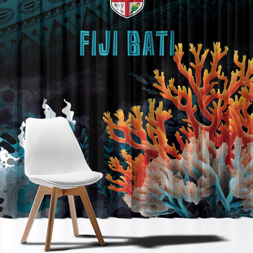 Fiji Bati Rugby Viti Masi Window Curtain Coral Motifs