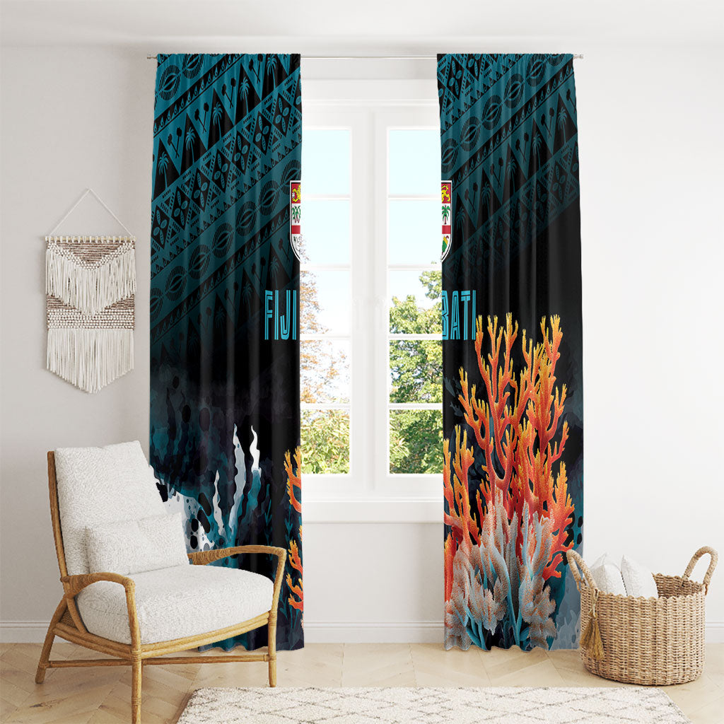 Fiji Bati Rugby Viti Masi Window Curtain Coral Motifs