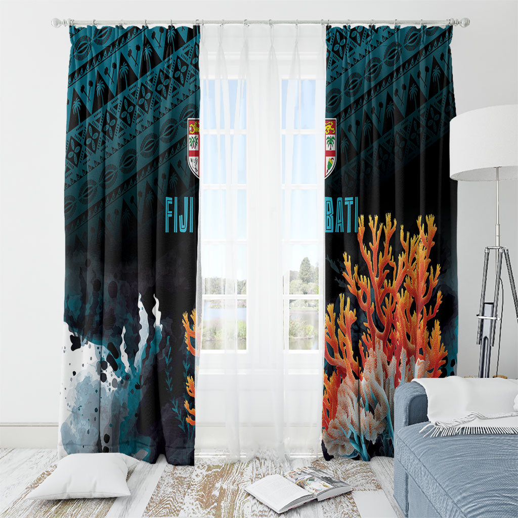 Fiji Bati Rugby Viti Masi Window Curtain Coral Motifs