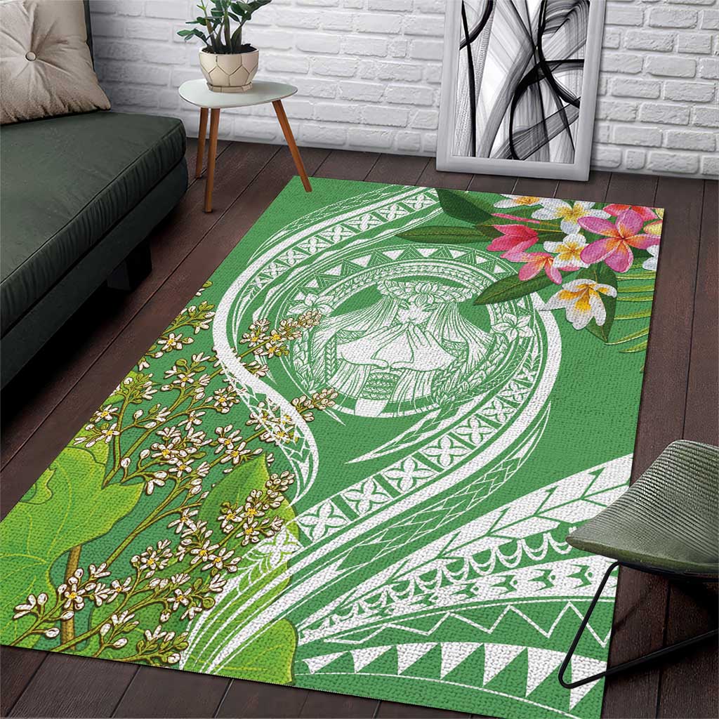 Aloha Molokai Island Area Rug Hawaii Pua Kukui LT7 Green - Polynesian Pride