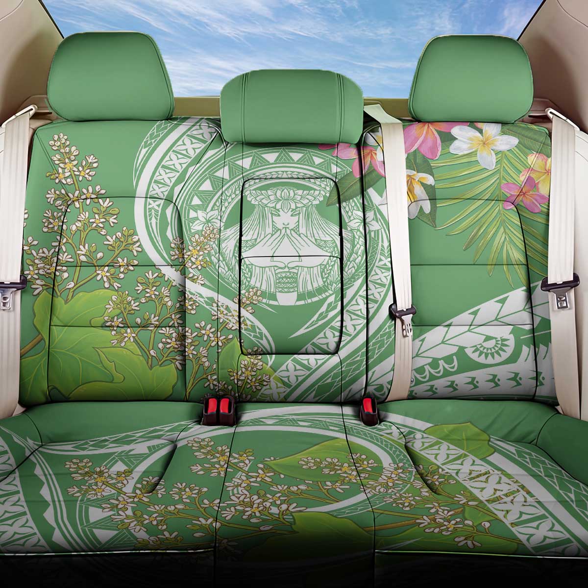 Aloha Molokai Island Back Car Seat Cover Hawaii Pua Kukui LT7 One Size Green - Polynesian Pride