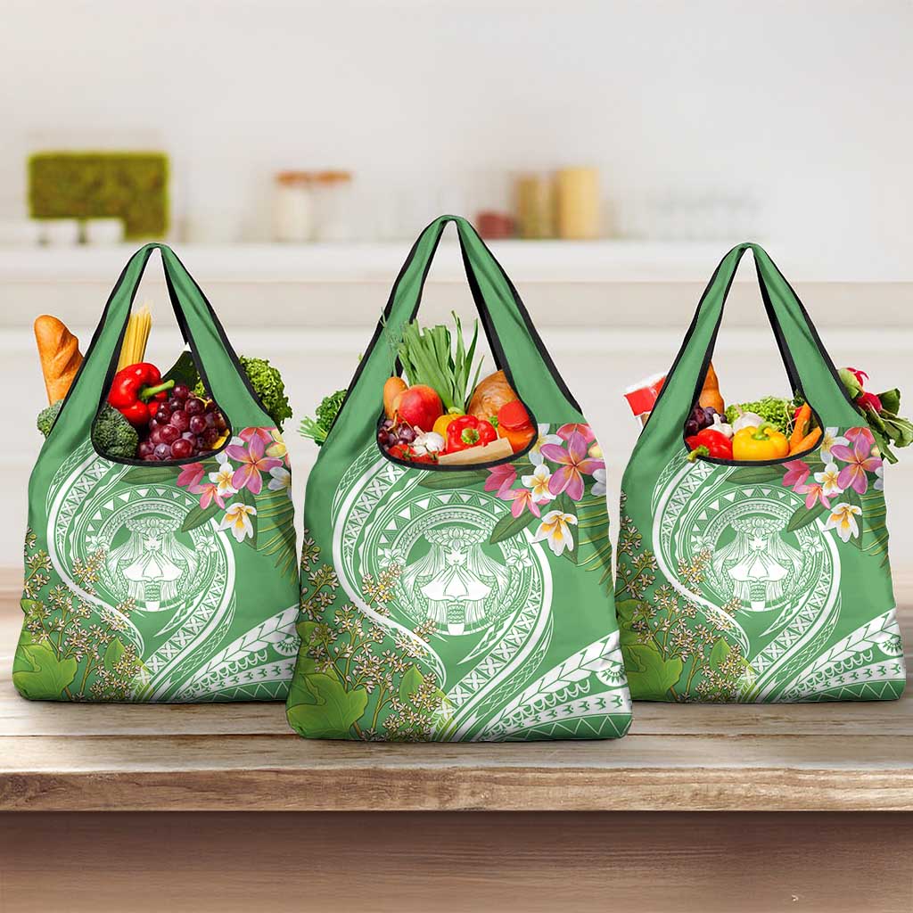 Aloha Molokai Island Grocery Bag Hawaii Pua Kukui LT7 3-pack One Size Green - Polynesian Pride