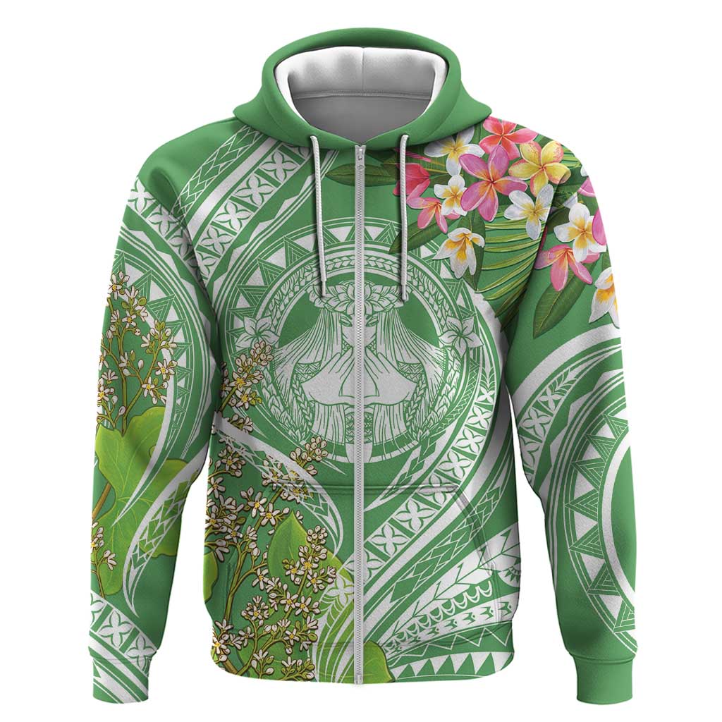 Aloha Molokai Island Hoodie Hawaii Pua Kukui LT7 Zip Hoodie Green - Polynesian Pride