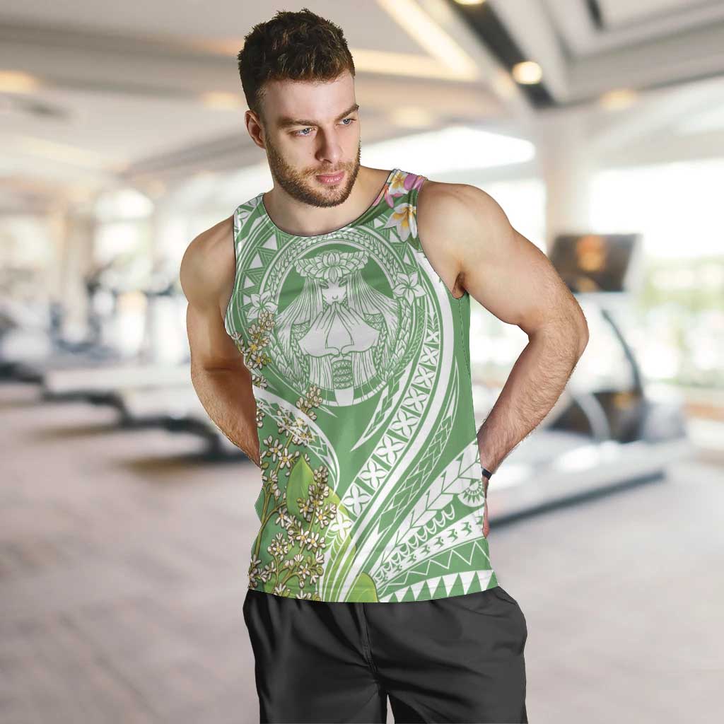 Aloha Molokai Island Men Tank Top Hawaii Pua Kukui LT7 Green - Polynesian Pride