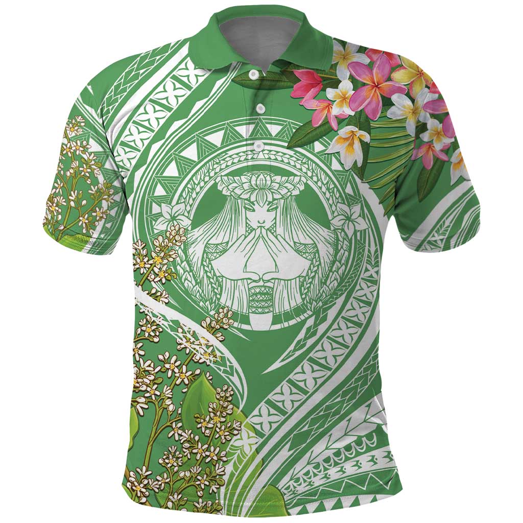Aloha Molokai Island Polo Shirt Hawaii Pua Kukui LT7 Green - Polynesian Pride
