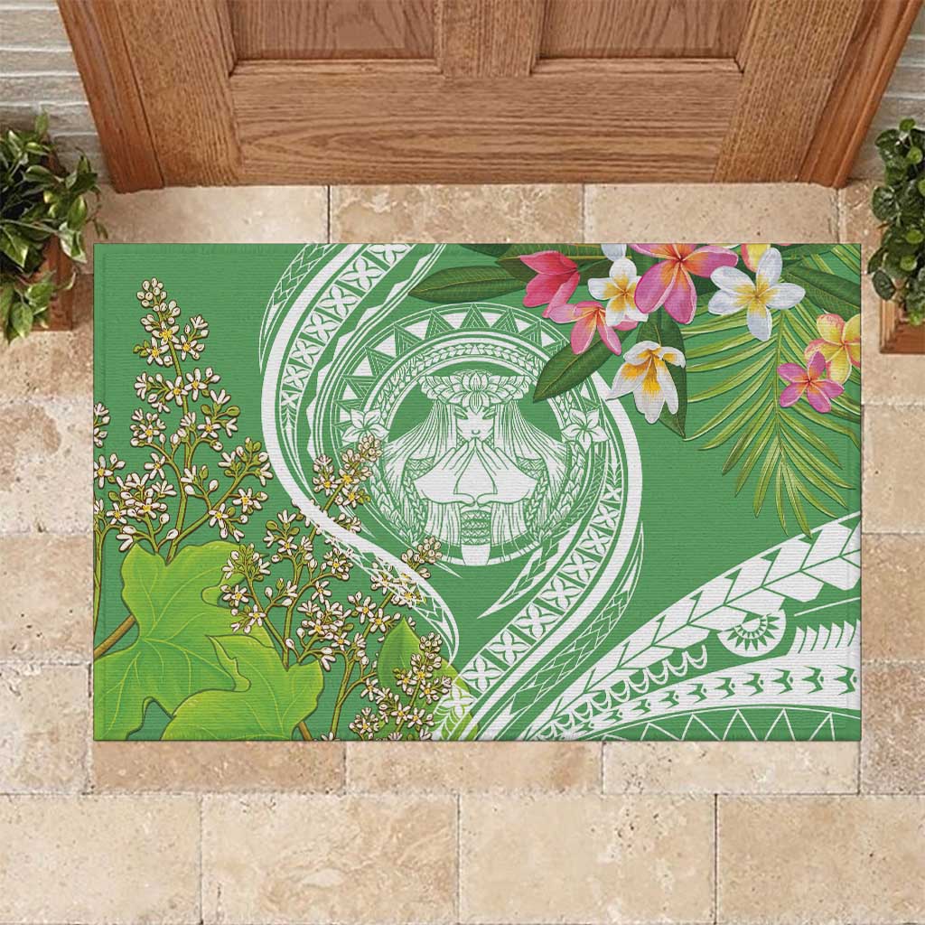 Aloha Molokai Island Rubber Doormat Hawaii Pua Kukui LT7 Green - Polynesian Pride