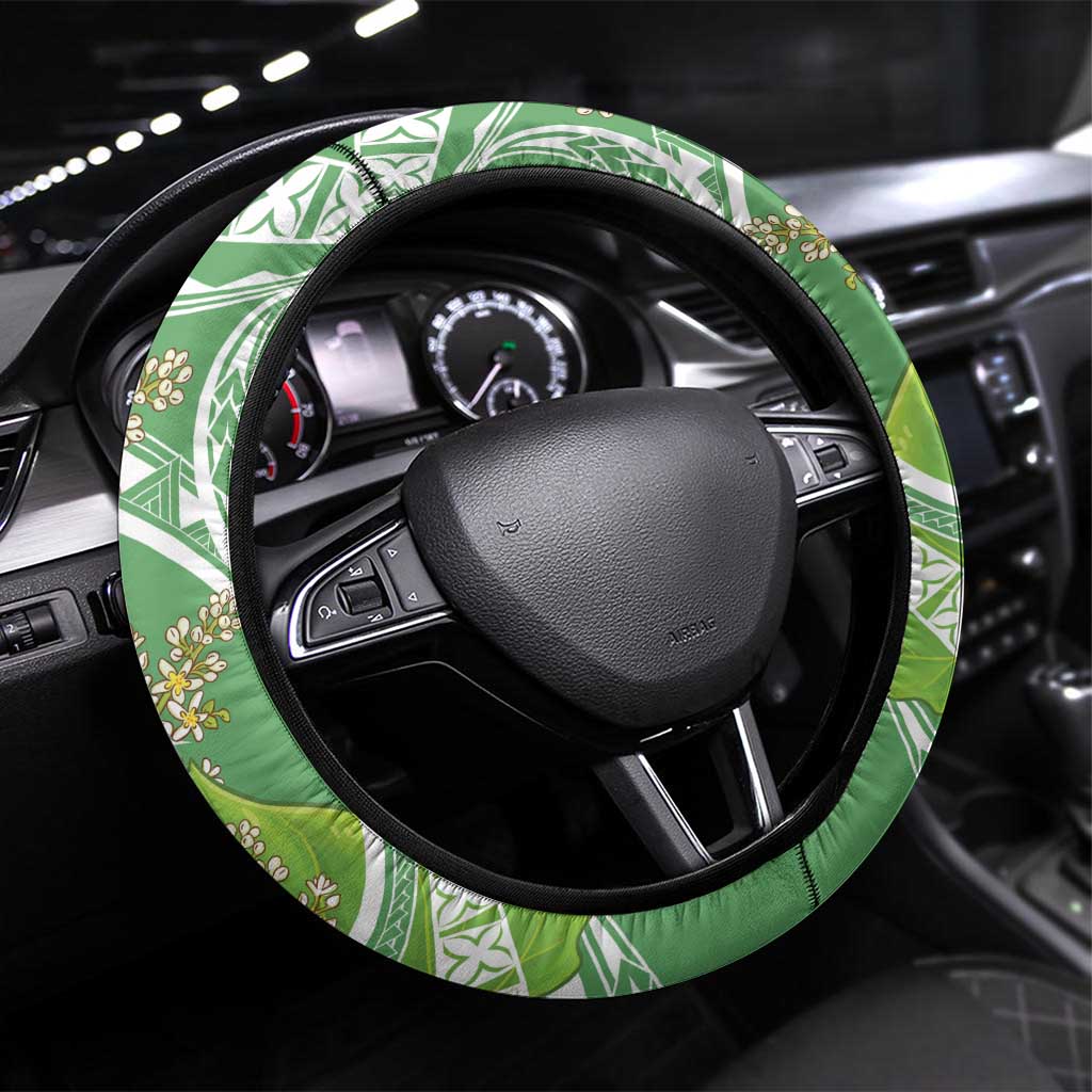 Aloha Molokai Island Steering Wheel Cover Hawaii Pua Kukui LT7 Universal Fit Green - Polynesian Pride