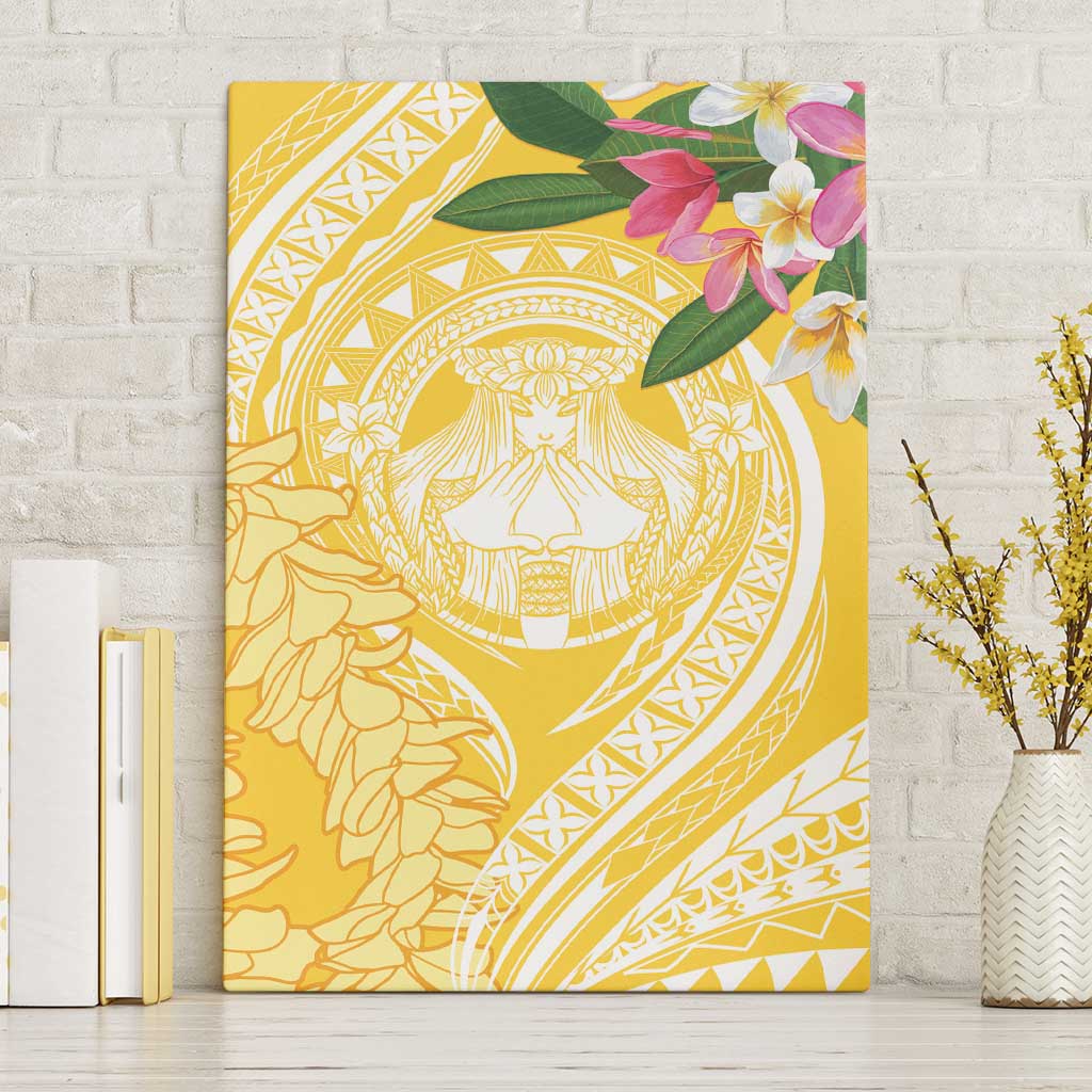 Aloha Hawaii Oahu Canvas Wall Art Wahine with Ilima Lei LT7 Without Frame Yellow - Polynesian Pride